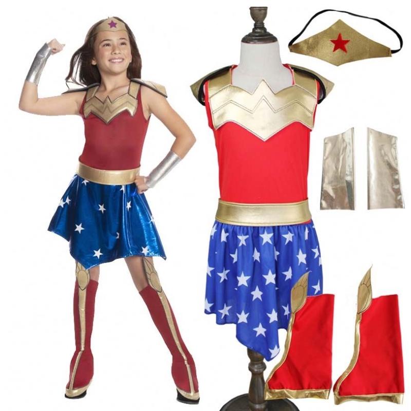 Kids Super Cosplay Costumes Super Girls Gúna Superwoman Gúna Super Oíche Shamhna