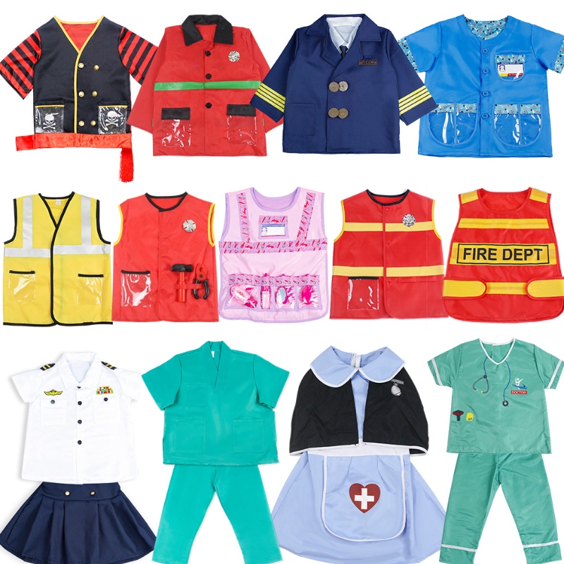 Leanaí Oíche Shamhna Dochtúir Cosplay Cosplay Kindergarten Rólghlacadh Altra Dóiteáin Cook Cook Cook Altraí Éadaí Póilíneachta Píolótaí Costumes