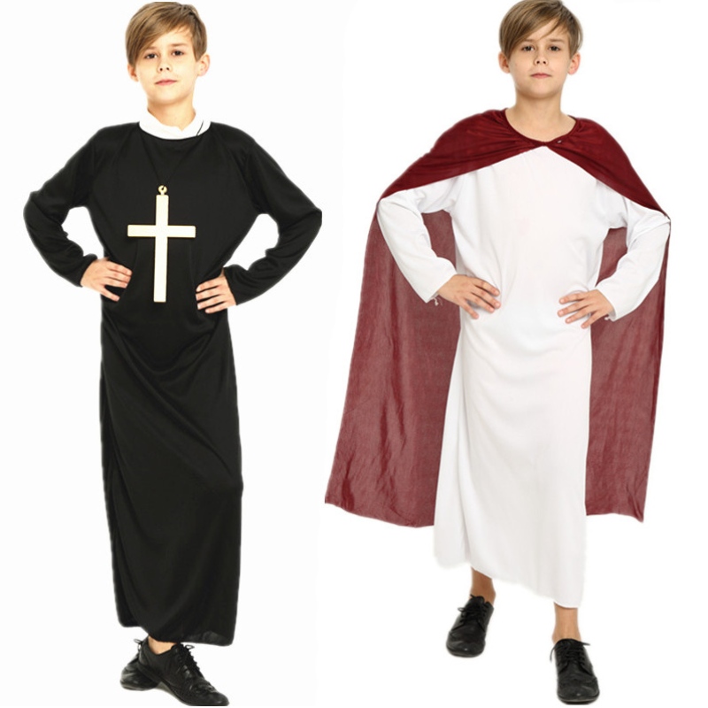 Cultacha Oíche Shamhna Masquerade for Boys Girls Robes Priets Sagart Aithreacha Misinéirí Íosánachna gCríostaíocht Chríostaíochta do Leanaí
