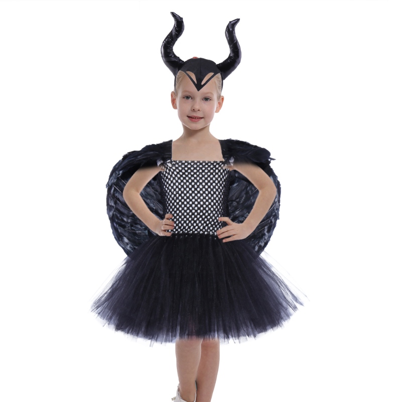 Amazon Hot Selling Girls Banphrionsa Fluffy Tutu Gúnaí Leanaí Leanaí Oíche Shamhna Cosplay Cosplay Cosplay Party Suas