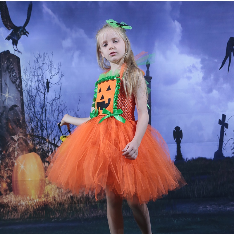 Amazon Hot Kids Díolachán Cailín Gúna Oíche Shamhna Gúna Pumpkin Mogalra Tutu Tutu Tutu