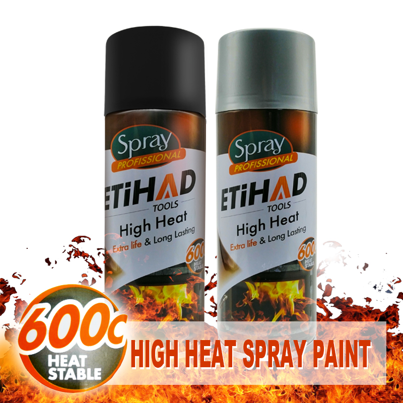 600 Celsius Teocht Ard -Teochta Dubh agus Airgid Sprae Aerosol Péint Sprae Aicrileach Ard -Teas Péint Spraeála Aicrileach Do Sorn BBQ