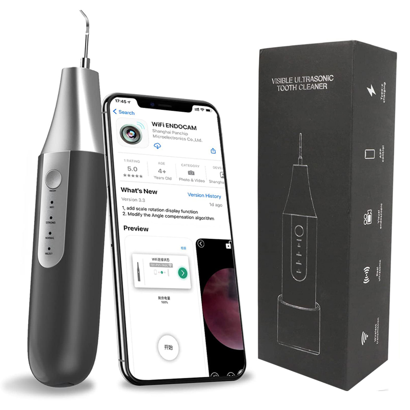 Glantóir fiacla ultrasonaic infheicthe wi fi linkable - remover plaic fiaclóireachta Kit Fiaclóireachta Fiaclóireachta do Dhaoine Fiaclóireachta, Aip do iPhone agus Android