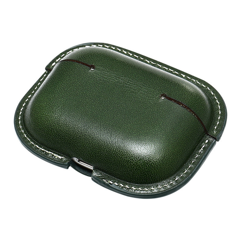 Cás Cosanta Airpods Apple Nua, Cás Cosanta Dath Glas Míleata Meaitseáil Cás Cosanta Comhtháite Calfskin, Cás Bluetooth Headset Case Case Case Resistant leathair Frithsheasmhach