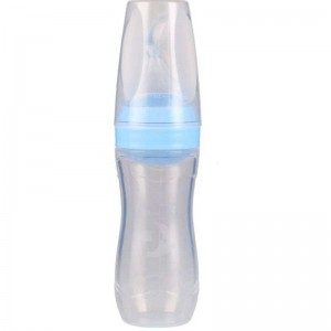 100% Bia Grád Silicone Spúnóg Fáisceadh Rís Greamaigh Leanbh Buidéal Buidéal Buidéal Silicone Leanaí ag beathú buidéal spúnóg spúnóg torthaí