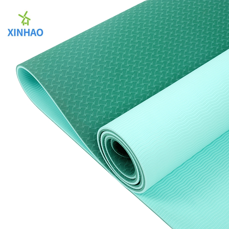 Cosaint Comhshaoil ​​Ciseal Dúbailte dhá dhath saincheaptha (4n6m) TPE Mat Yoga Mat Mórdhíola, oiriúnach do Yoga, aclaíocht, Pilates