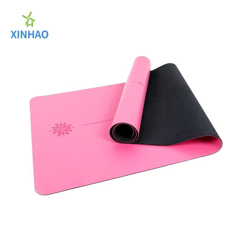 Líne Chlóitenó Asana PU Rubber Mat Yoga Mat Mórdhíola, Tacaíonn sé le Lógó Saincheaptha agus Patrún, Spóirt Folláine Neamh-Tocsaineach atáneamhdhíobhálach don Chomhshaol Neamh-Slip Nádúrtha Yoga Rubber Mat Yoga