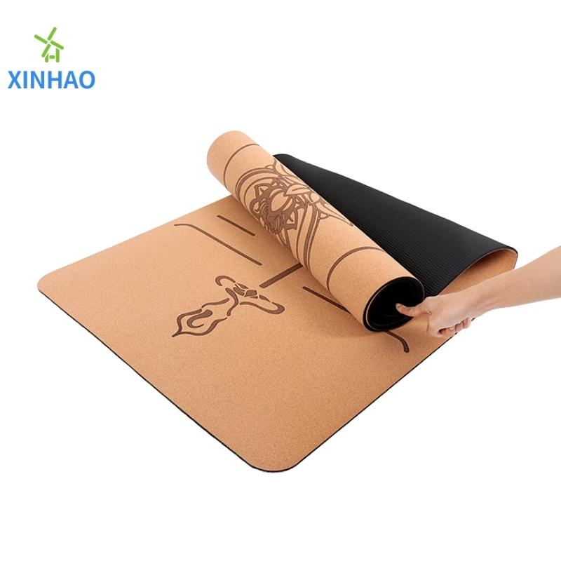 Amazon is fearr a dhíol cork pu rubar yoga mata mórdhíola, 4mmn5mm pu rubair corc mata yoganeamh-duillín, tacaíocht lógó saincheapthanó priontáil