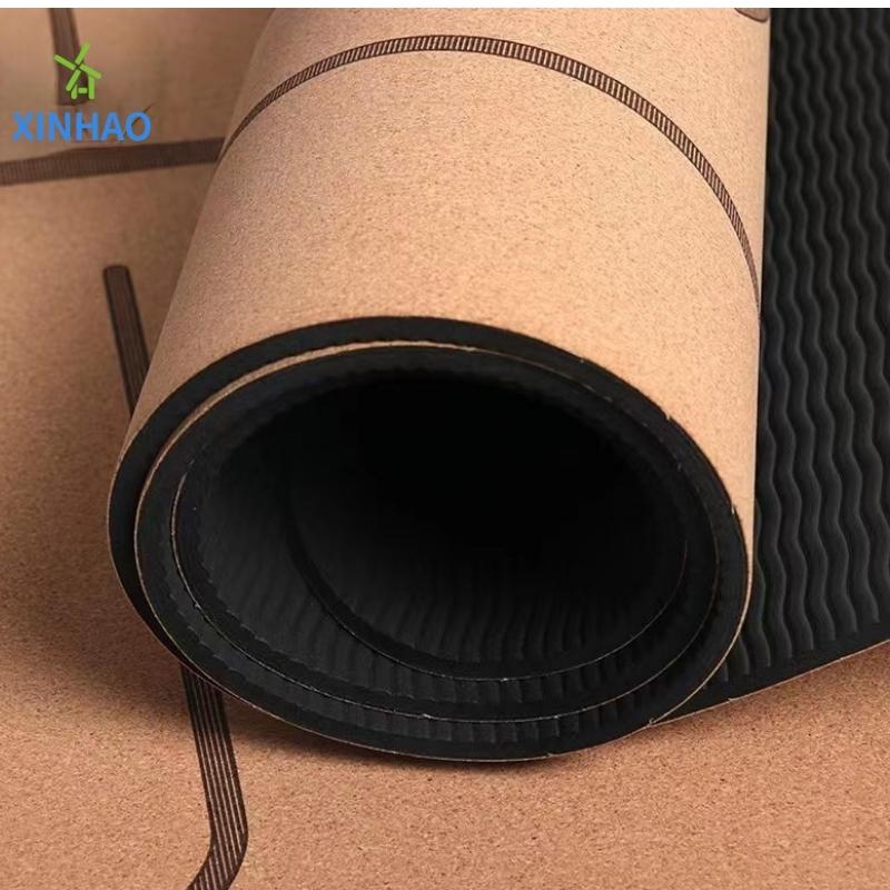 Amazon is fearr a dhíol cork pu rubar yoga mata mórdhíola, 4mmn5mm pu rubair corc mata yoganeamh-duillín, tacaíocht lógó saincheapthanó priontáil