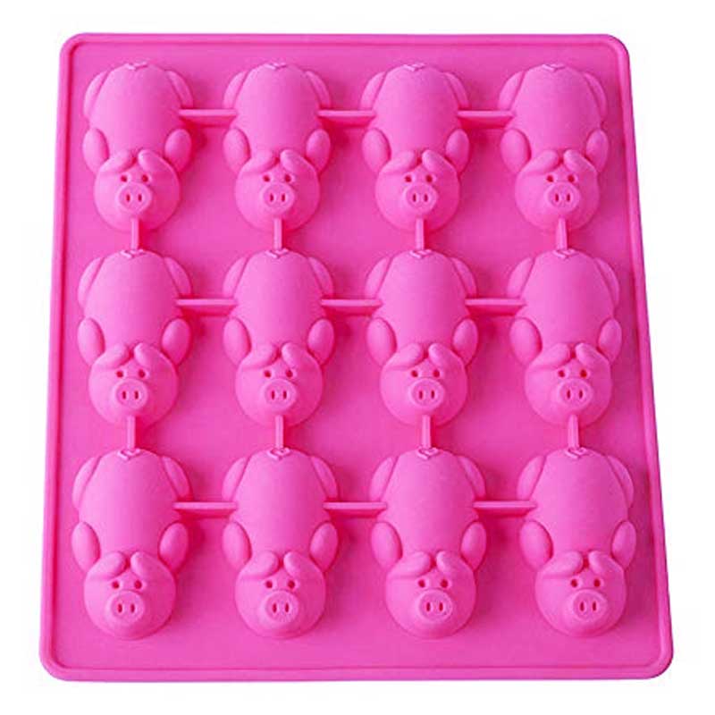 Múnla silicone 12 múnla císte beag muc le haghaidh cácaí bácála maisiú múnlaí múnlaí uirlisí