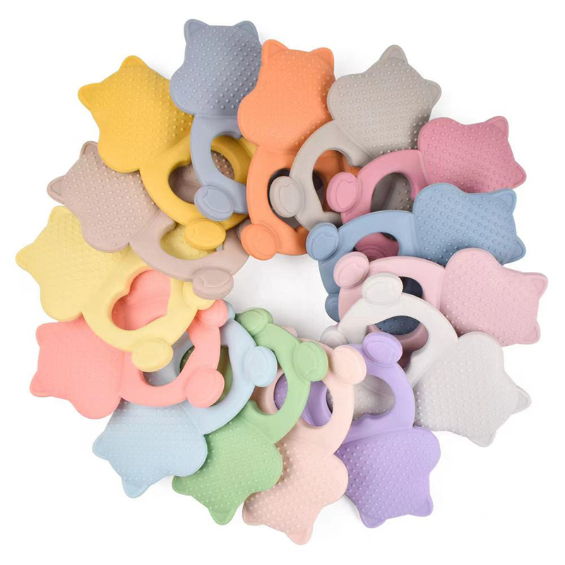 Cartún ioraí BPA saor in aisce leanbhnua teether bréagán silicone leanbh chew bréagán coganta bog coganta boga leanbh teething bataí búbtha bia silicone teether