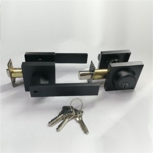 Lever Iontrála Cearnóige le Socraigh Deadbolt Sorcóra Aonair, Glas Doras Teaglama araon, Lockset Doras Iontrála tromshaothair, Pacáiste Dubh 1 Matte Black Pack
