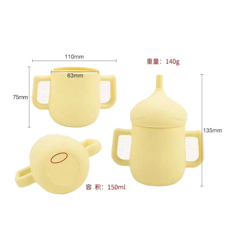 Bia Silicone Traw Traw Cups Kids Tapall Leanaí ag ól BPA Corn Snack Silicone Corn Corn Sippy Cupán Sippy le sealbhóir Láimhseálann Sealbhóir