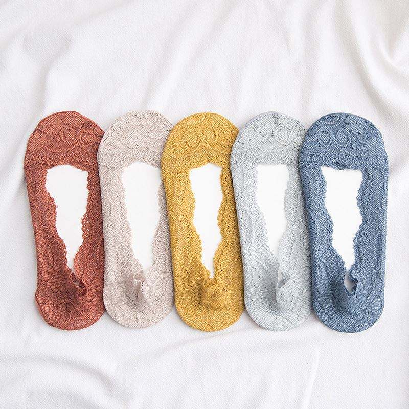 Stocaí tanaí béal éadomhain bhéal silicone silicone lása antiskid stocaí bád dofheicthe do mhná stocaí mná