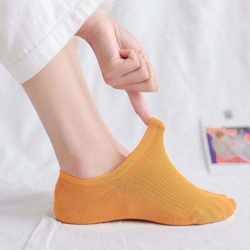 Mná mórdhíola sock dofheicthe sock datha soladach stocaí breathable cadás