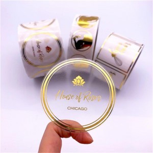 Greamán lipéad bronzing cruinn, lipéad trédhearcach cré -umha, greamán lipéad cré -umha saincheaptha