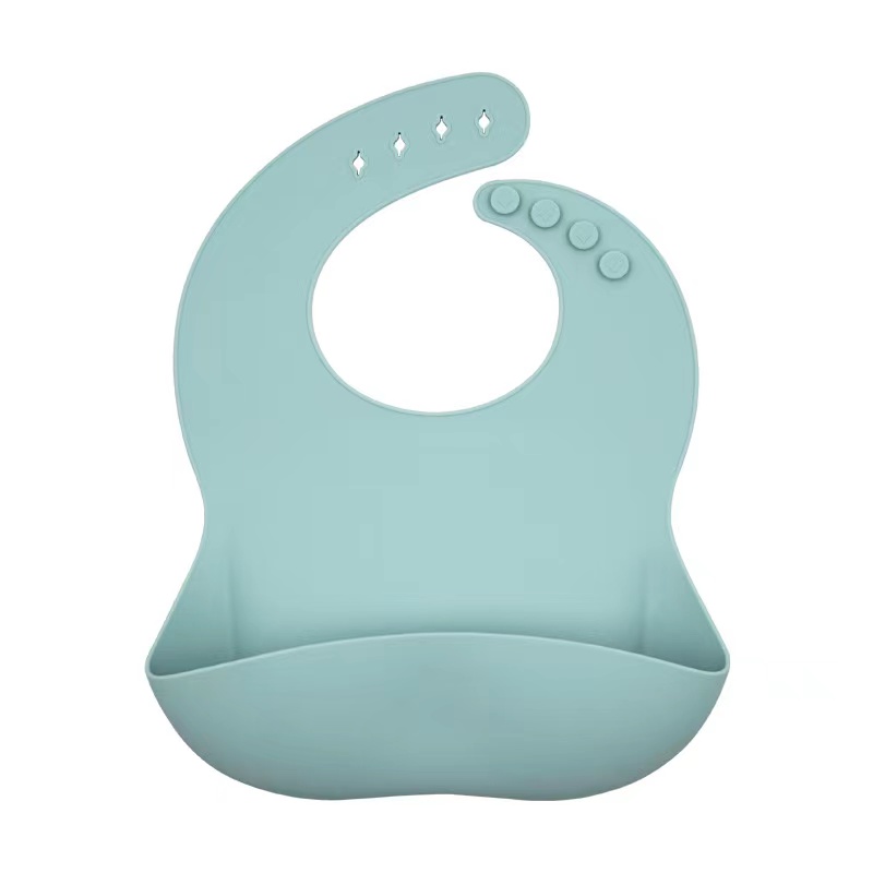 Leanbh silicone bib leanbh silicone soladach póca uiscedhíonach uiscedhíonach uiscedhíonach agus cruthúnas salachar bib leanbh