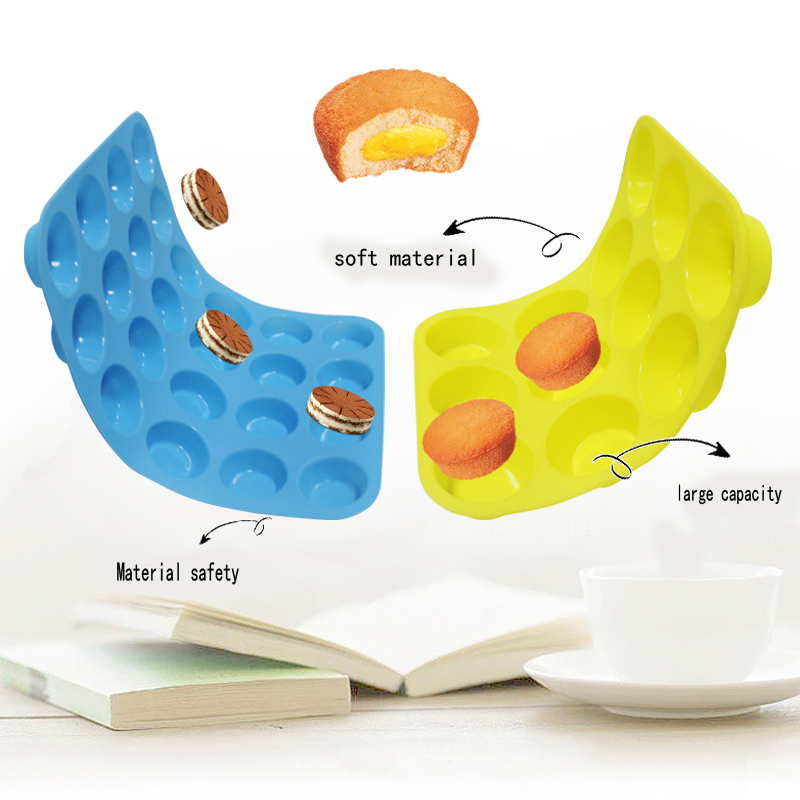 Panna muffin siliconeneamh -bata - Múnlaí le haghaidh muifíní agus cupcakes, múnlaí bácála silicone, múnlaí donut 12 poll le haghaidh bagels bácála, uirlisí riachtanacha do pháirtithe agus do fhéilte.