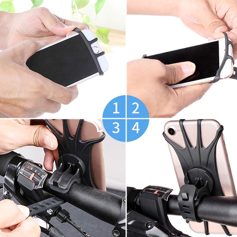 Fón rothar Mount, Motlebar Mount, 360 ° Fón Rothar Silicone Mount, comhoiriúnach le iPhone 13n12n11 Pro Max XS Max Xr x 8 7 6s Plus SE 2022 12 Mini, Samsung Galaxy