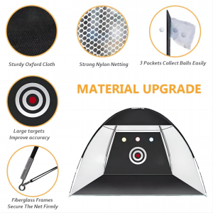 Oiliúint Allamuigh Gailf ag bualadh le Líonta Cleachtais ag tiomáint le Mat