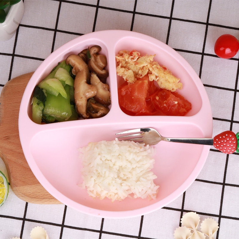 Cupáin shúchán leanbh silicone, cupáin shúchán féin-bheathú tachrán, pláta beathaithe leanbh silicone miasa silicone roinnte do leanaí scoite, BPA saor in aisce, micreathonn, miasniteoir agus oigheann sábháilte-babhlaí beathaithe leanbh