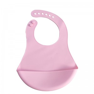 Bibs leanbh silicone uiscedhíonach caol agus éadrom donaíonáin agus do leanaí óga bibs beathúcháin silicone bog inchoigeartaithe le pócaí bailithe bia, unisex, gan praiseach
