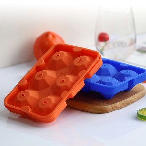 Múnlaí Ciúb Oighir Diamond Ath-inúsáidte Silicone Déantóir Tráidire Solúbtha 6-Ice le clúdach le haghaidh mhanglaim uisce beatha a fhuarú, tráidirí oighir stackable a scaoileadh go héasca le clúdaigh