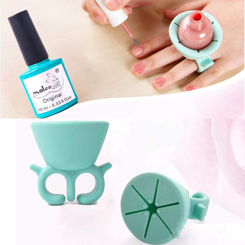 Sealbhóir ingne ingne Wearable Ring Fáinne Uirlisí Snasaithe Snasaithe Ingne Accessories Ingne Buidéal Ingne Silicone le haghaidh Glanadh Éasca