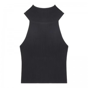 Turtleneck Dubh Turtleneck Sexy Sleeveless Sweater Mná Earrach Earrach Taispeáin Nua-Fit Litgings Vest Style Litgings Geansaí Barr