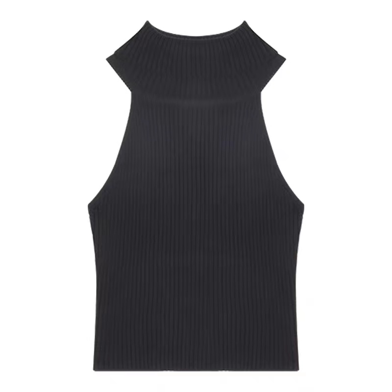 Turtleneck Dubh Turtleneck Sexy Sleeveless Sweater Mná Earrach Earrach Taispeáin Nua-Fit Litgings Vest Style Litgings Geansaí Barr