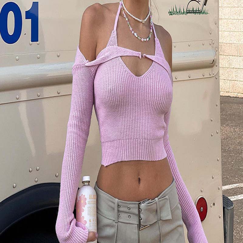 Custaim Monarcha 2023 Samhradh Pink V Muineál Muineál Neamhrialta Muineál Sleeves Fada Faisean Gearr Gearr Mná Gearr Cniotáilte