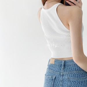 Dílsiú Retro Samhraidh Nua Fionraína mBan Geansaí Gearr Dílsithe Gearr Dílsithe Dath Soladach Dath Soladach