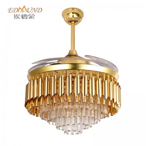 K002 lucht leanúna uasteorainn chandelier le solas le dath iargúlta 42 orlach 3 le Chandelier Fan Crystal Cainteoir