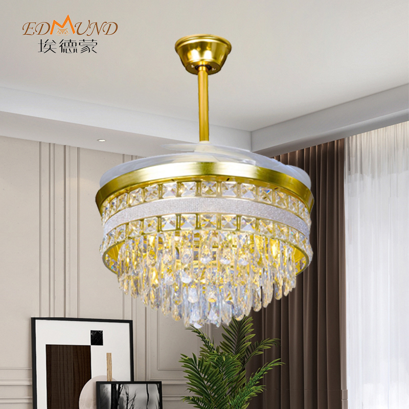 K010 lucht leanúna uasteorainn chandelier le solas le dath iargúlta 42 orlach 3 le Chandelier Fan Crystal Cainteoir