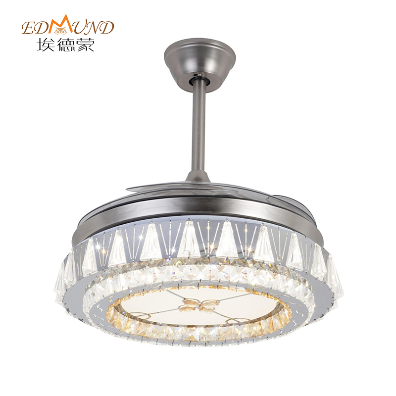 K015 lucht leanúna uasteorainn chandelier le solas le dath iargúlta 42 orlach 3 le Chandelier Fan Crystal Cainteoir