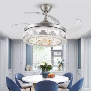K017 lucht leanúna uasteorainn chandelier le solas le dath iargúlta 42 orlach 3 le Chandelier Fan Crystal Cainteoir