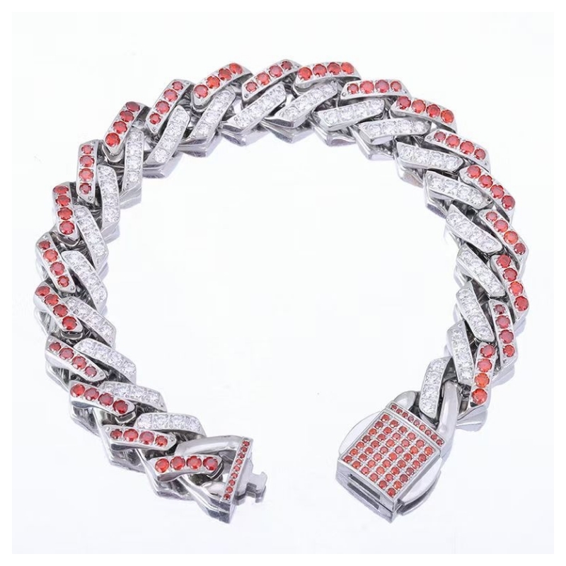 Zircon Pearsantaithe Hip Hop Cúba Bracelet Crystal Crystal Super Flash Céad Céad