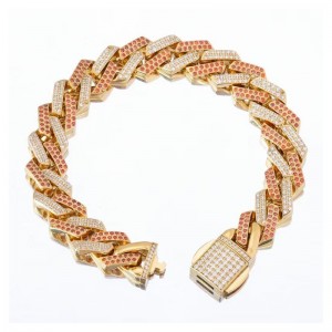 Zircon Pearsantaithe Hip Hop Cúba Bracelet Crystal Crystal Super Flash Céad Céad