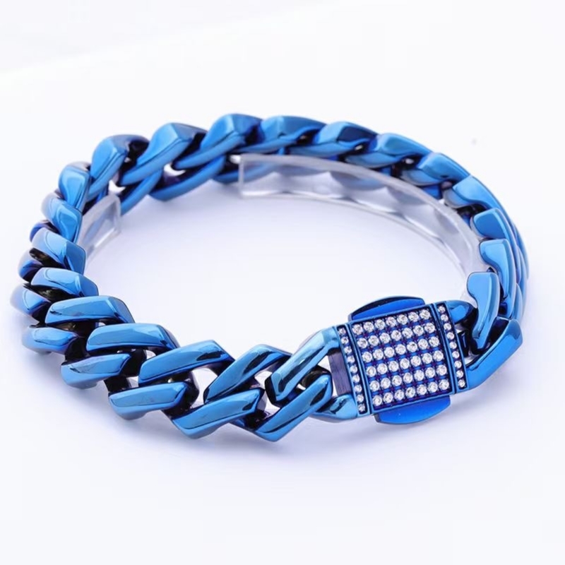 Zircon Pearsantaithe Hip Hop Cúba Bracelet Crystal Crystal Super Flash Céad Céad