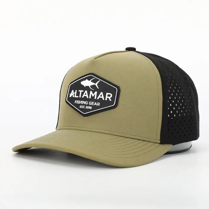 Saincheaptha 5 Painéal Painéal Uiscedhíonach Arm Glas Polyester Léasair Lasair Spóirt Spóirt Spóirt, Gorras Gailf Ferferated, Caipín Baseball Lógó Lógó Paiste Rubair