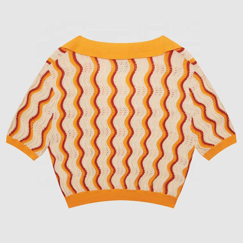 2023 Dearadh Nua Saincheaptha Mná Cniotáilte V Muineál V Muineál Dath Soladach Dea-Scaoilte T-Léinte Samhraidh Sleeve Gearr Geansaí Cardigan Cniotáilte