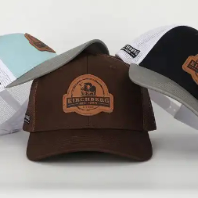 Lógó Lógó Lógó Lógó Leathar Ardchaighdeáin OEM OEM Snap Ar Ais Gorras Caps, Aplique Cotton 112 Hataí Trucker Réamh -Chuar