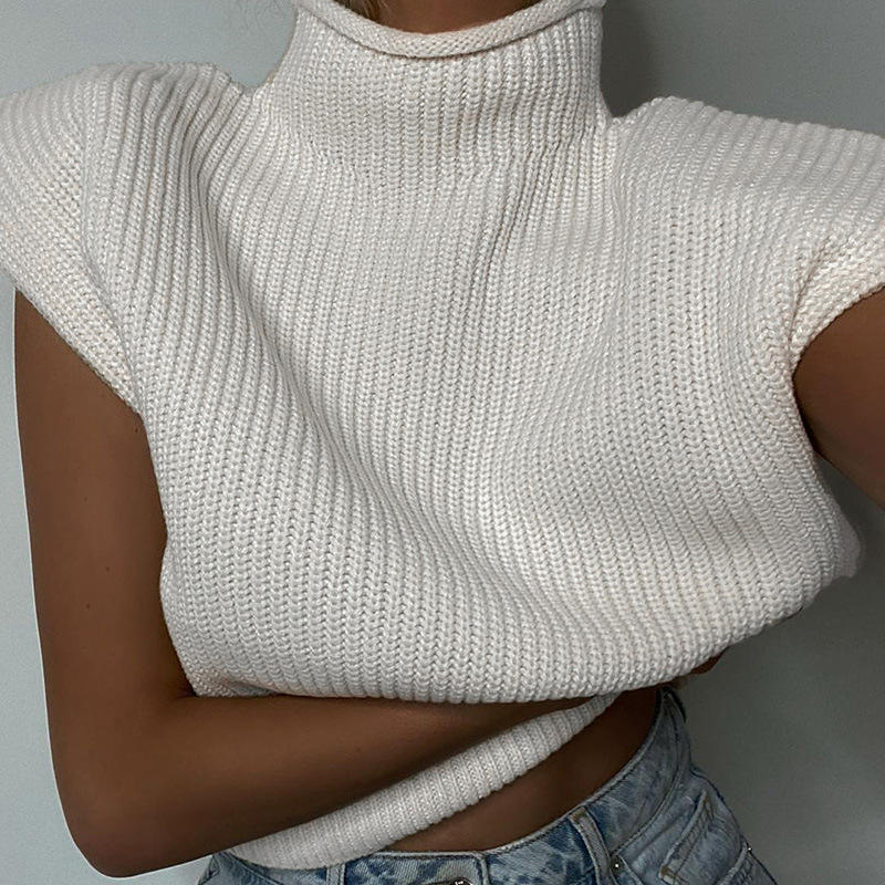 An samhradh agus an fómhar faiseanta sleeveless vest turtleneck barr barr barr galánta