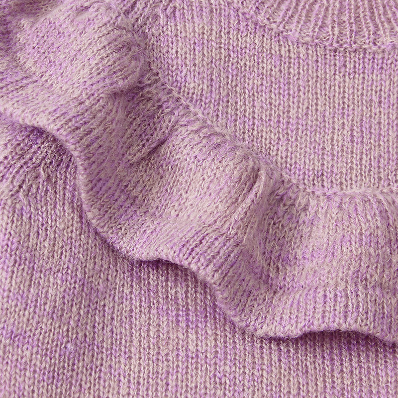 Éadaí Babaí Cailíní Long Sleeve Cniotáil Ruffle Geansaí Dath Soladach Patrúin Cniotála Dath Soladach