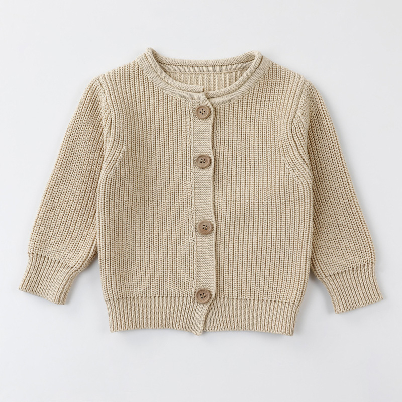 Leanaí Leanaí Leanaí Cardigan Ócáideach le héadaínua soladach beige