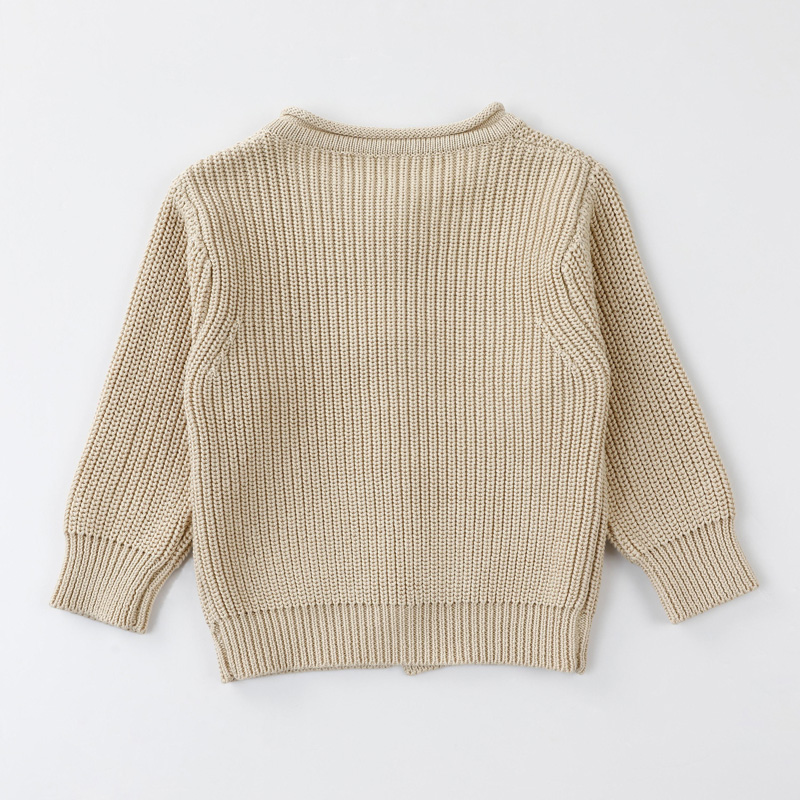 Leanaí Leanaí Leanaí Cardigan Ócáideach le héadaínua soladach beige