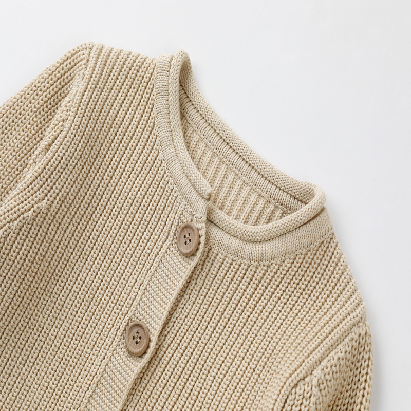 Leanaí Leanaí Leanaí Cardigan Ócáideach le héadaínua soladach beige