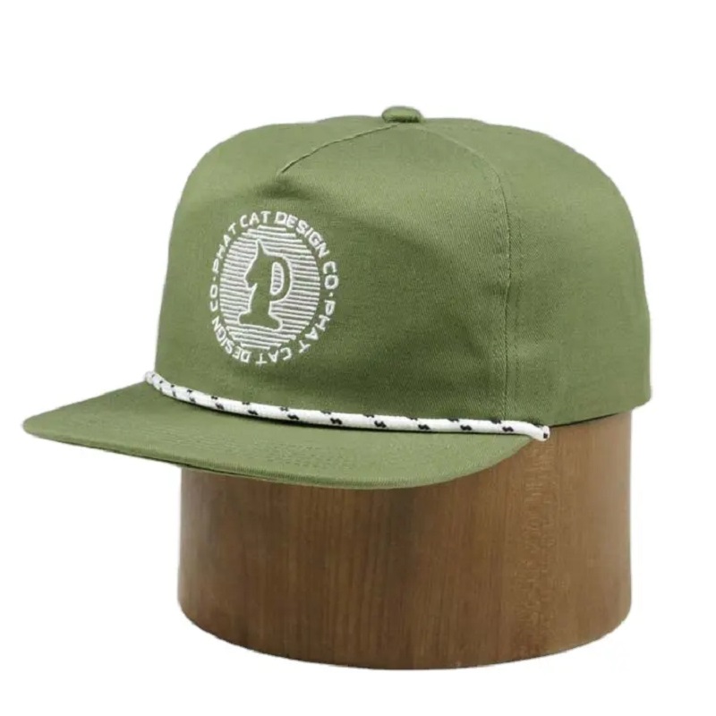 Lógó dearadh saincheaptha OEMneamhstruchtúrtha 100% hata caipín snapbackníolóin le rópa