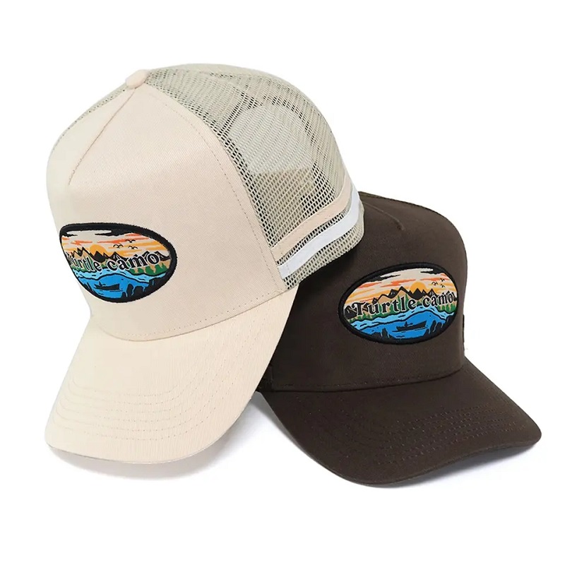 Classic Classic Classic Crown Australia Australia Tír Aicrileach 5 Phainéal 3D Lógó Bróidnithe Taobh 2 Stripe Trucker Hat Caipíní Mogalra