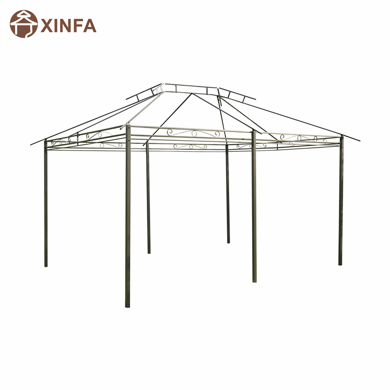 10 'x 13' 'Gazebo Pergola barr boga amuigh faoin aer le cuirtíní, fráma cruach 2 shraith gazebo do PATIO, Sage Gray